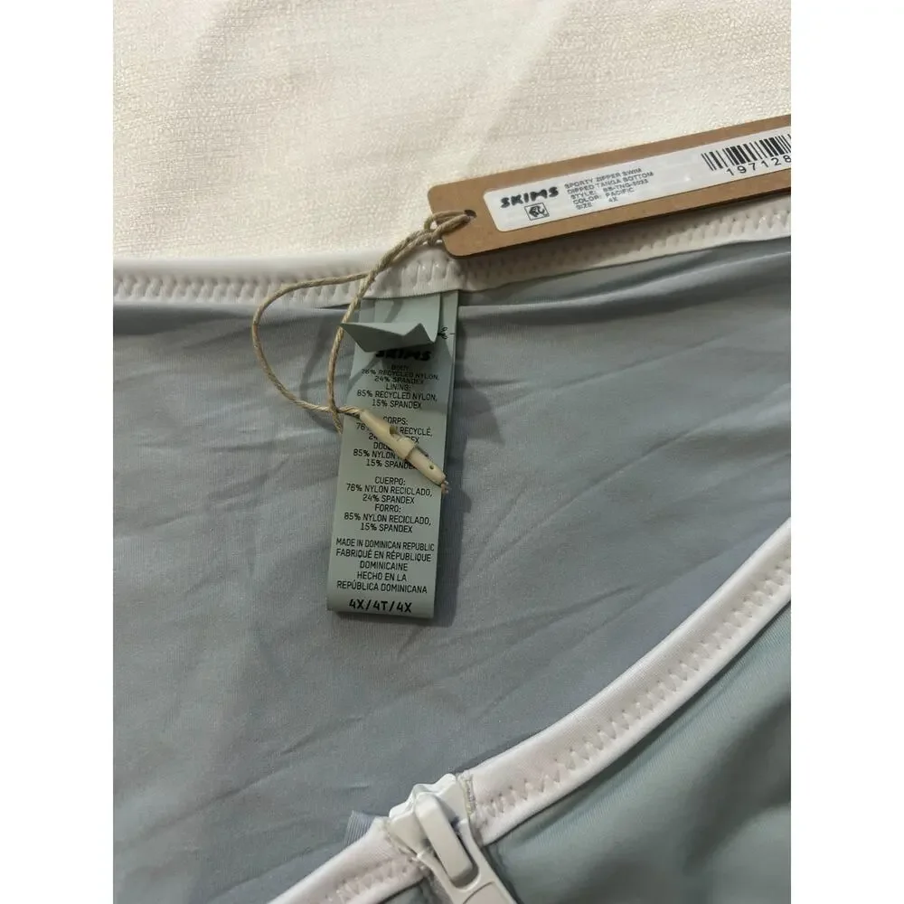 Skims NWT Sporty Zippper Swim Dipped Tanga Bottom Pacific Size 4X